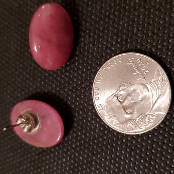 VINTAGE GEM BUTTON EARRINGS - Picture 2 of 2